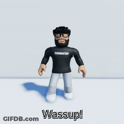 A Roblox Character Wearing A Black Shirt That Says Tyler Watson On It GIF