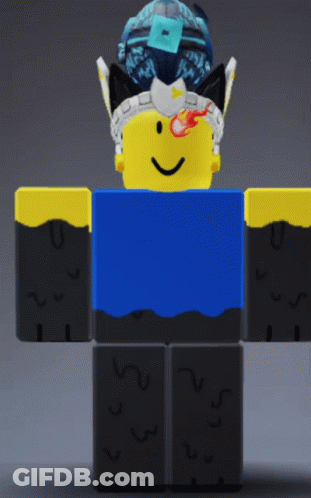 A Roblox Character Wearing A Blue Shirt And A Blue Hat GIF