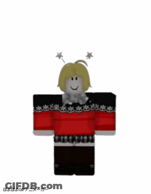 A Roblox Character Wearing A Red And Black Sweater GIF