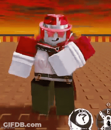 A Roblox Character Wearing A Red Hat And Sunglasses Is Standing On A Brick Floor . GIF