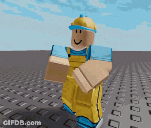 A Roblox Character Wearing Overalls And A Hard Hat GIF