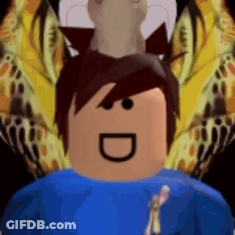 A Roblox Character With A Cat On Top Of His Head . GIF