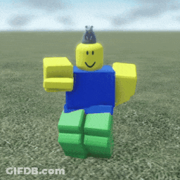 A Roblox Character With A Crown On His Head Is Standing In A Field GIF