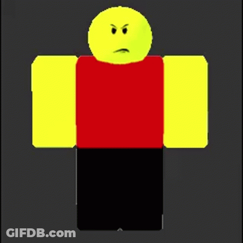 A Roblox Character With A Red Shirt And A Yellow Face Is Standing In Front Of The Word Ball GIF