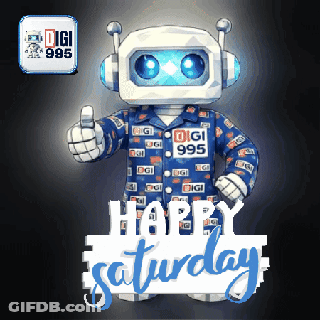 A Robot Giving A Thumbs Up With The Words Happy Saturday Below It GIF