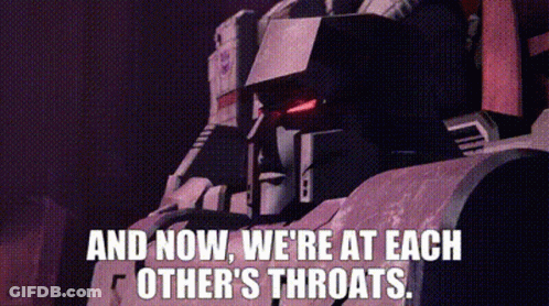 A Robot Is Saying `` And Now , We 'Re At Each Other 'S Throats '' . GIF