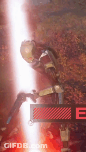 A Robot Is Standing Next To A Sign That Says E GIF