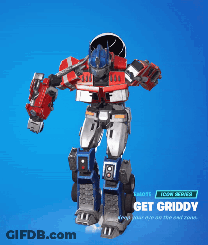 A Robot That Says Get Griddy On The Bottom Of It GIF