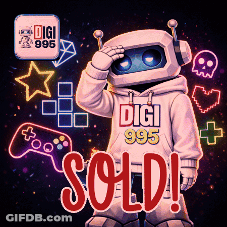 A Robot Wearing A Hoodie That Says Digi 995 Is Sold GIF