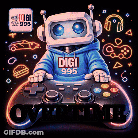 A Robot Wearing A Hoodie That Says Digi On It GIF