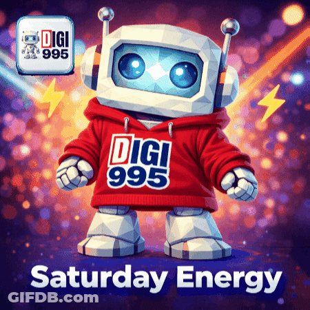 A Robot Wearing A Red Hoodie That Says Digi On It GIF