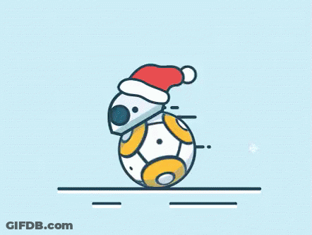 A Robot Wearing A Santa Hat Is Rolling On A Soccer Ball . GIF