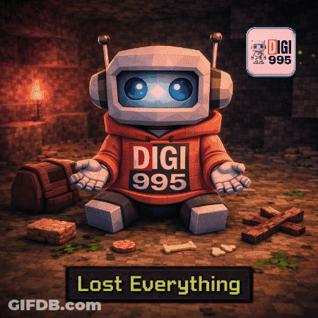 A Robot Wearing An Orange Digi 995 Hoodie GIF