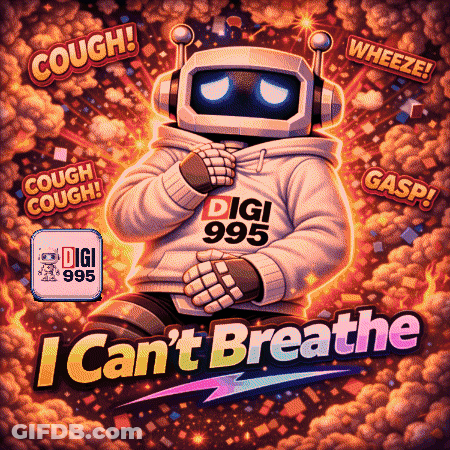 A Robot Wearing Headphones And A Digi 995 Sweatshirt GIF