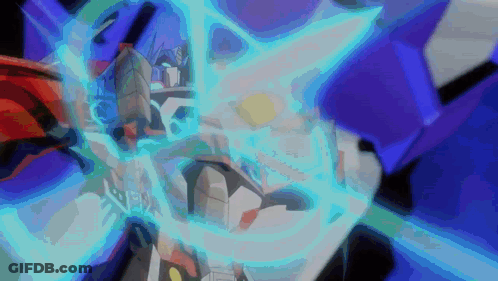 A Robot With A Blue Light Coming Out Of It 'S Chest GIF
