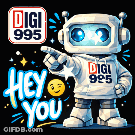 A Robot With A Hoodie That Says Digi 995 GIF