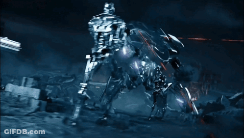 A Robot With A Purple Light Coming Out Of It 'S Mouth GIF
