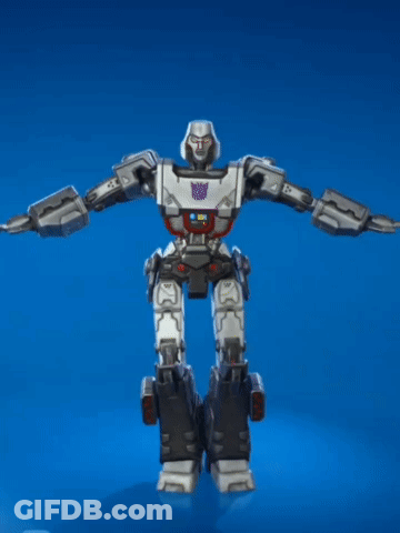 A Robot With A Purple Stripe On His Chest Is Dancing GIF