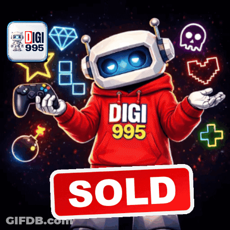 A Robot With A Red Hoodie That Says Digi 995 Is Holding A Video Game Controller GIF