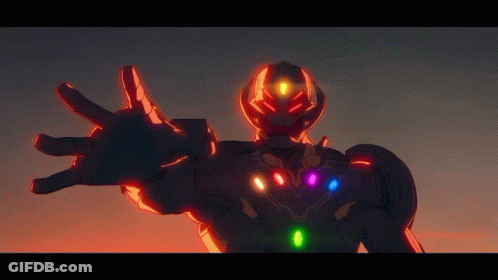 A Robot With The Infinity Stones On His Chest Is Reaching Out GIF