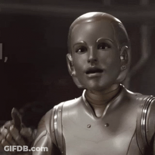 A Robot With The Words Girl Same On The Bottom GIF