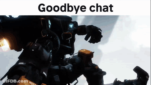 A Robot With The Words Goodbye Chat On It GIF