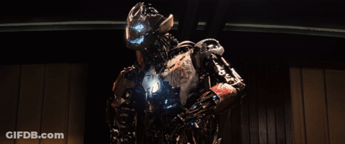 Robot With Peace In Our Time Text GIF