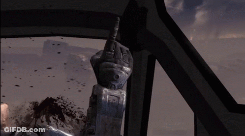 A Robotic Hand Giving The Middle Finger In A Dark Room GIF