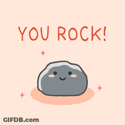 A Rock With A Face And The Words You Rock GIF
