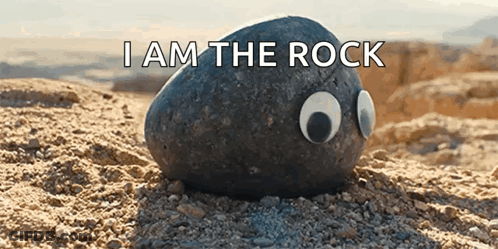 A Rock With Googly Eyes And The Words I Am The Rock GIF