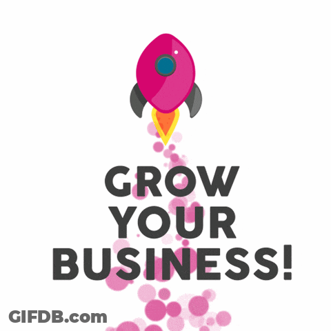 A Rocket Is Flying Through The Air With The Words Grow Your Business Below It GIF