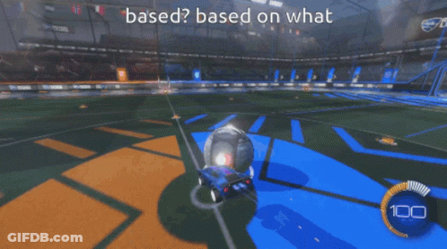 A Rocket League Game Is Being Played And A Car Is Flying Through The Air GIF