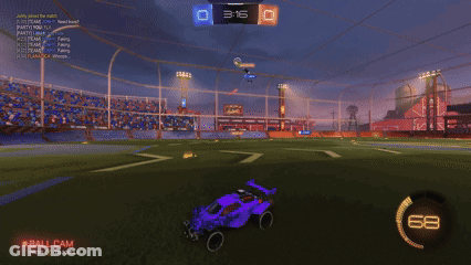 A Rocket League Game Is Being Played And The Ball Is Flying Through The Air GIF