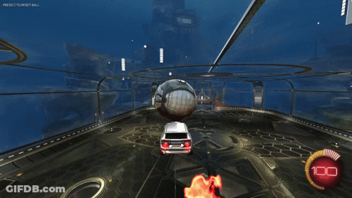 A Rocket League Game Is Being Played On A Computer Monitor GIF