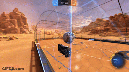 A Rocket League Game Is Being Played On A Computer Screen GIF