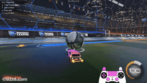 A Rocket League Game Is Being Played On A Playstation GIF