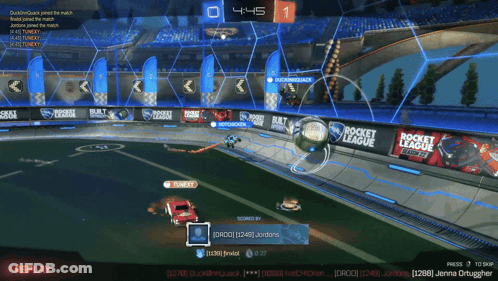A Rocket League Game Is Being Played On A Screen GIF