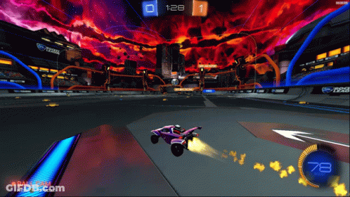 A Rocket League Game Is Being Played With A Score Of 1 To 28 GIF