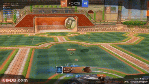 A Rocket League Game Is Being Played With Asteroid N In The Middle GIF