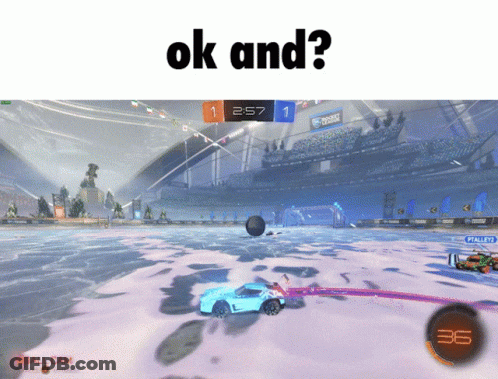 A Rocket League Game Is Being Played With The Words Ok And On The Bottom GIF