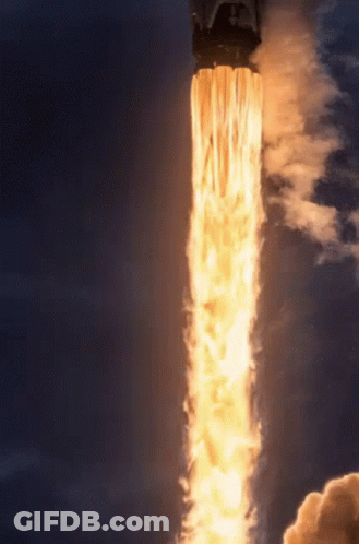 A Rocket With Flames Coming Out Of It 'S Exhaust Pipe GIF