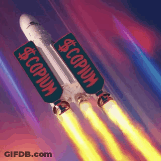 A Rocket With The Word Copium On The Side GIF
