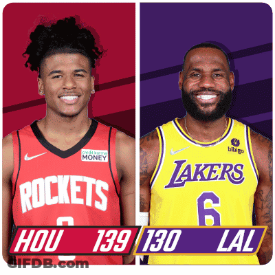A Rockets Player And A Lakers Player Are Shown Side By Side GIF