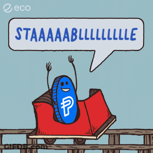 A Roller Coaster With A Coin On It And A Speech Bubble That Says Staaaaabllllll GIF