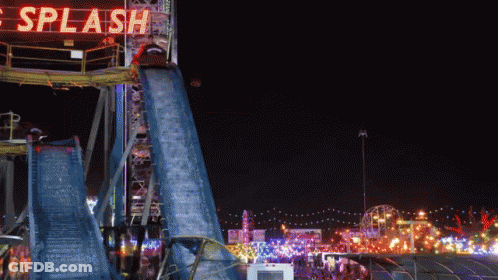 A Roller Coaster With The Word Splash Written On It GIF