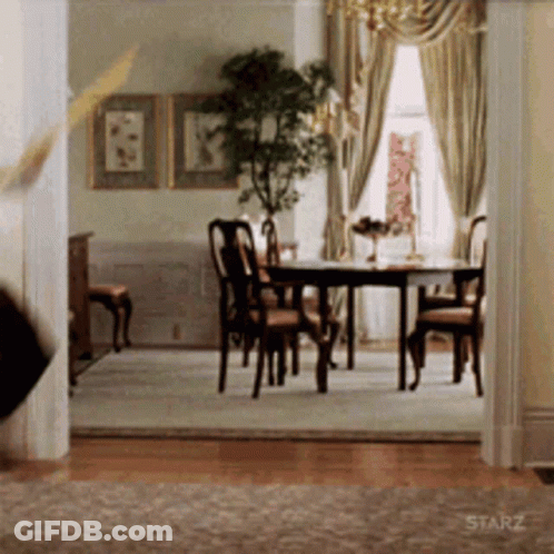 A Room With A Starz Logo On The Wall GIF