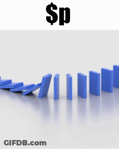 A Row Of Blue Dominoes With A Dollar Sign Above GIF