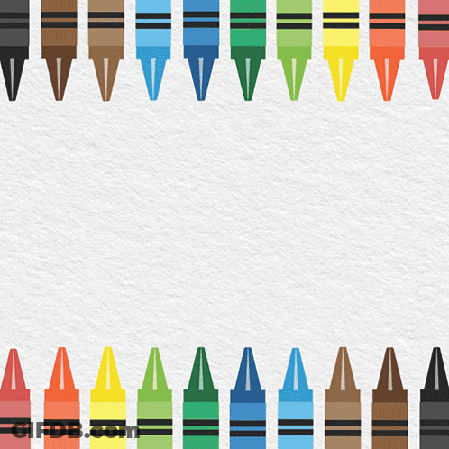 A Row Of Crayons Of Different Colors Are Lined Up On A White Surface GIF
