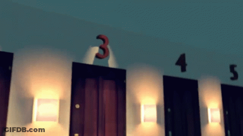A Row Of Doors With Numbers 3 4 And 5 On Them GIF