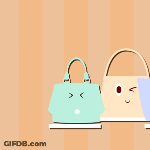 A Row Of Handbags With The Letters B A And G On Them GIF